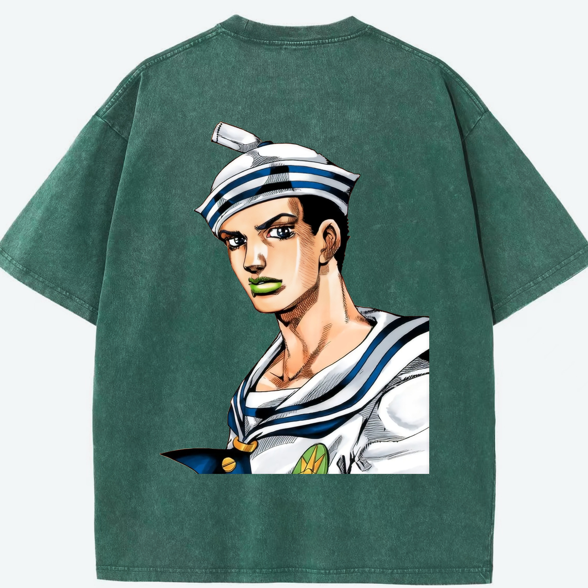 （画像用） ジョジョの奇妙な冒険 東方定助 JoJo's Bizarre Adventure Higashikata Josuke 綿100% ヴィンテージ風 半袖Tシャツ（背面プリント）